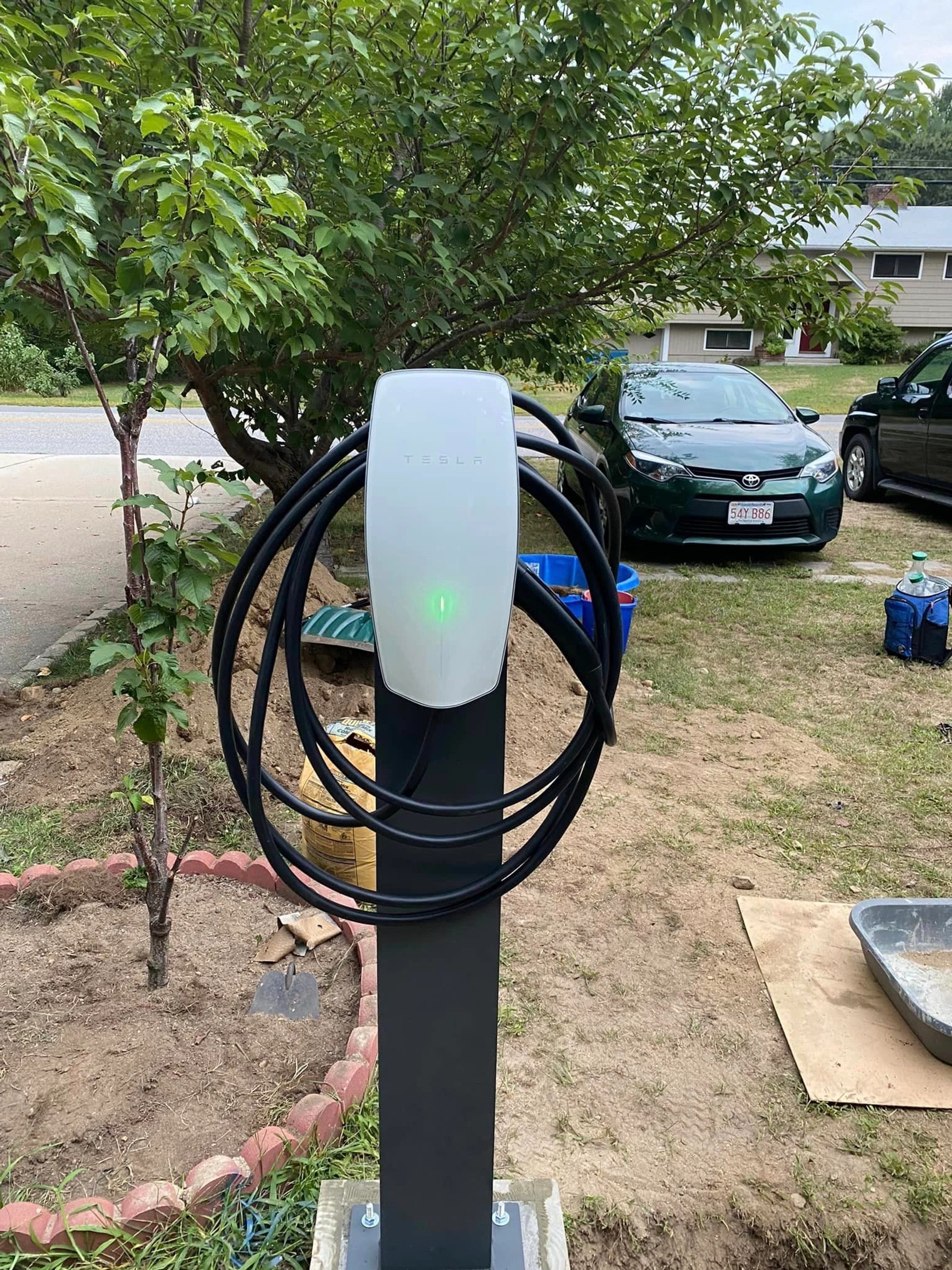 Pedestal-mounted EV charger installed by Pika Electrical
